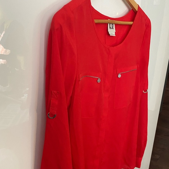 Anne Klein red blouse size S - Picture 10 of 12